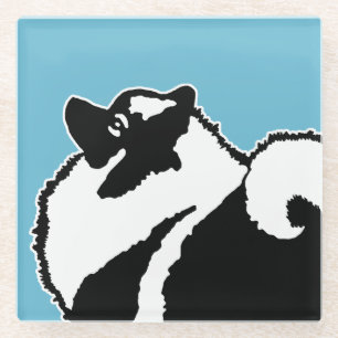 Keeshond Graphics - Cute Original Dog Art Glass Coaster