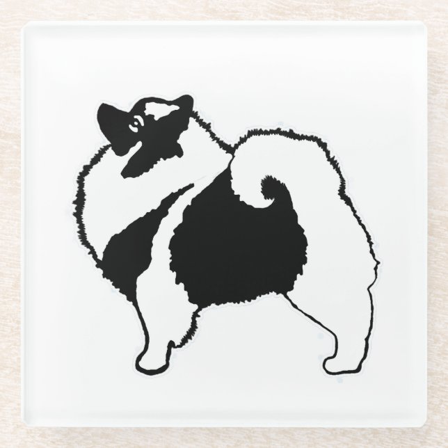 Keeshond Graphics  - Cute Original Dog Art Glass Coaster (Front)