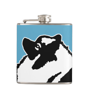 Keeshond Graphics - Cute Original Dog Art Hip Flask