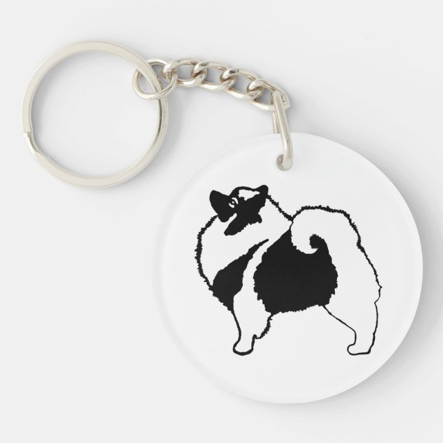 Keeshond Graphics  - Cute Original Dog Art Key Ring (Front)