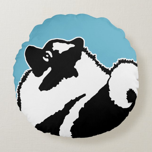 Keeshond Graphics  - Cute Original Dog Art Round Cushion (Front)