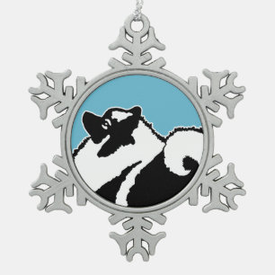 Keeshond Graphics  - Cute Original Dog Art Snowflake Pewter Christmas Ornament