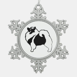 Keeshond Graphics  - Cute Original Dog Art Snowflake Pewter Christmas Ornament
