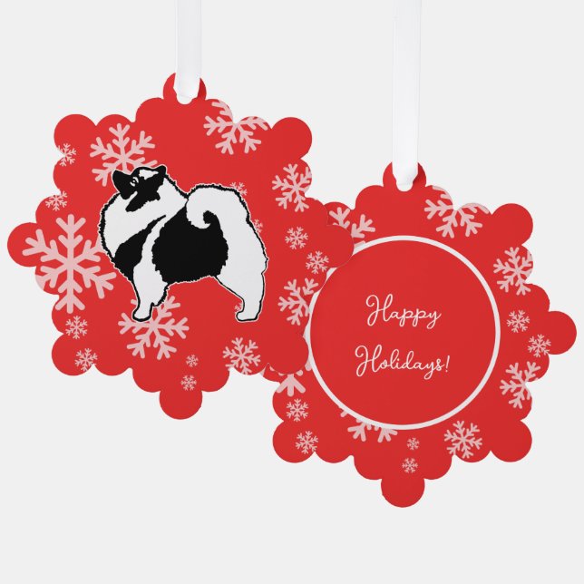 Keeshond Graphics  - Cute Original Dog Art Tree Decoration Card (Front/Back)