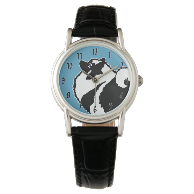 Keeshond Graphics  - Cute Original Dog Art Watch (Front)
