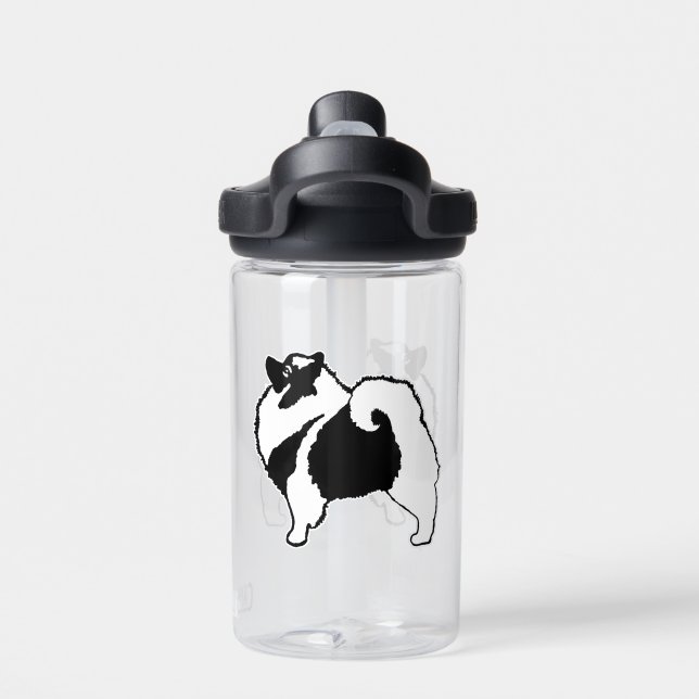 Keeshond Graphics  - Cute Original Dog Art Water Bottle (Back)