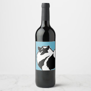 Keeshond Graphics - Cute Original Dog Art Wine Label