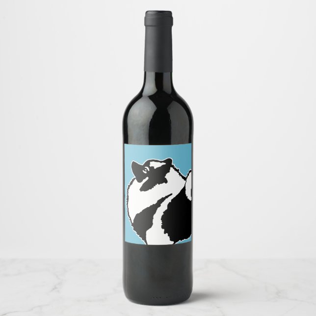 Keeshond Graphics  - Cute Original Dog Art Wine Label (Front)