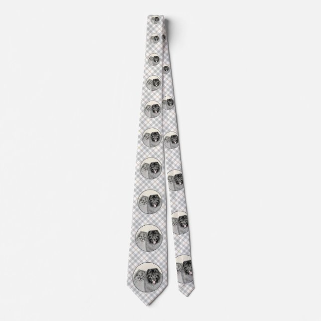 Keeshond Graphics Keeshond Mum and Son Tie (Front)