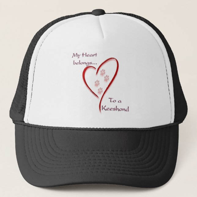 Keeshond Heart Belongs Trucker Hat (Front)