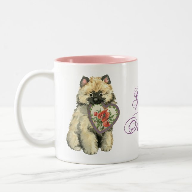 Keeshond Heart Mum Two-Tone Coffee Mug (Left)