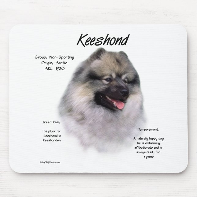 Keeshond History Design Mouse Pad (Front)