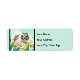 Keeshond in Tulips Painting - Cute Original Dog Ar