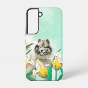 Keeshond in Tulips Painting Cute Original Dog Art Samsung Galaxy Case