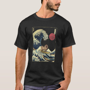 Keeshond Japanese Kanagawa Wave  Surf Dog T-Shirt