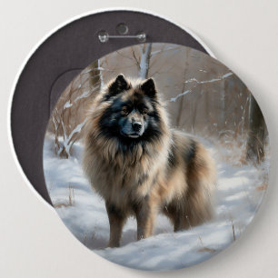 Keeshond Let It Snow Christmas 6 Cm Round Badge