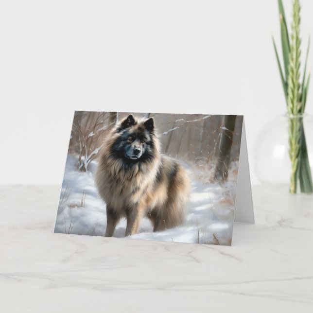 Keeshond Let It Snow Christmas Card (Front)