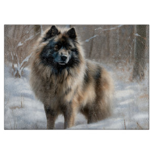 Keeshond Let It Snow Christmas Cutting Board
