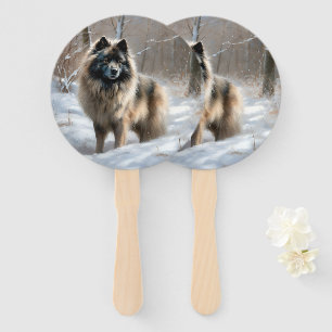 Keeshond Let It Snow Christmas Hand Fan