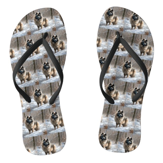 Keeshond Let It Snow Christmas Jandals (Footbed)