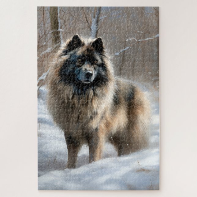 Keeshond Let It Snow Christmas Jigsaw Puzzle (Vertical)