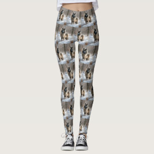 Keeshond Let It Snow Christmas Leggings