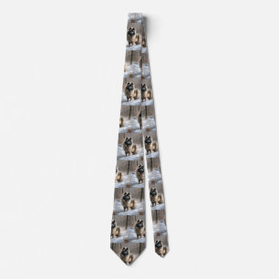 Keeshond Let It Snow Christmas Tie