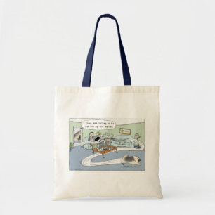 Keeshond "Livingroom Agility" Cartoon Tote Bag