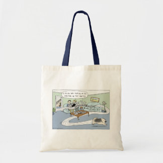 Keeshond "Livingroom Agility" Cartoon Tote Bag