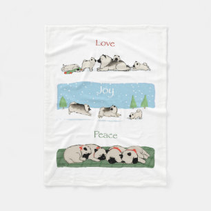 Keeshond Love Joy Peace Fleece Blanket