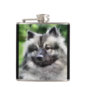 Keeshond Lovers Art Gifts Hip Flask