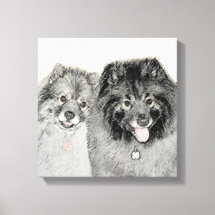 Keeshond Mum and Son Painting - Original Dog Art Canvas Print