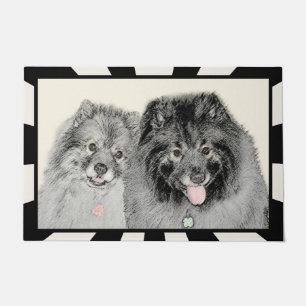 Keeshond Mum and Son Painting - Original Dog Art Doormat