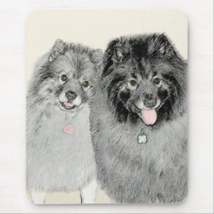 Keeshond Mum and Son Painting - Original Dog Art Mouse Pad