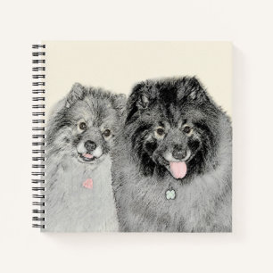 Keeshond Mum and Son Painting - Original Dog Art Notebook