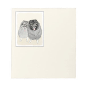 Keeshond Mum and Son Painting - Original Dog Art Notepad