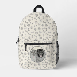 Keeshond Mum and Son Painting - Original Dog Art Printed Backpack