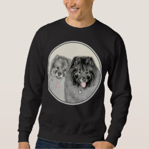 Keeshond Mum and Son Painting - Original Dog Art Sweatshirt
