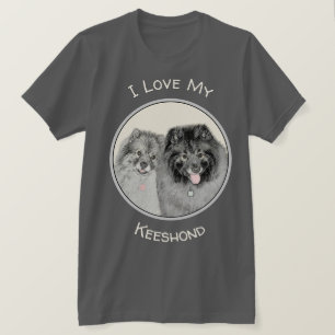 Keeshond Mum and Son Painting - Original Dog Art T-Shirt