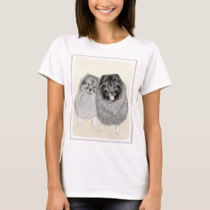 Keeshond Mum and Son Painting - Original Dog Art T-Shirt