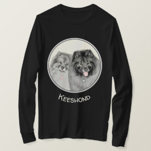 Keeshond Mum and Son Painting - Original Dog Art T-Shirt