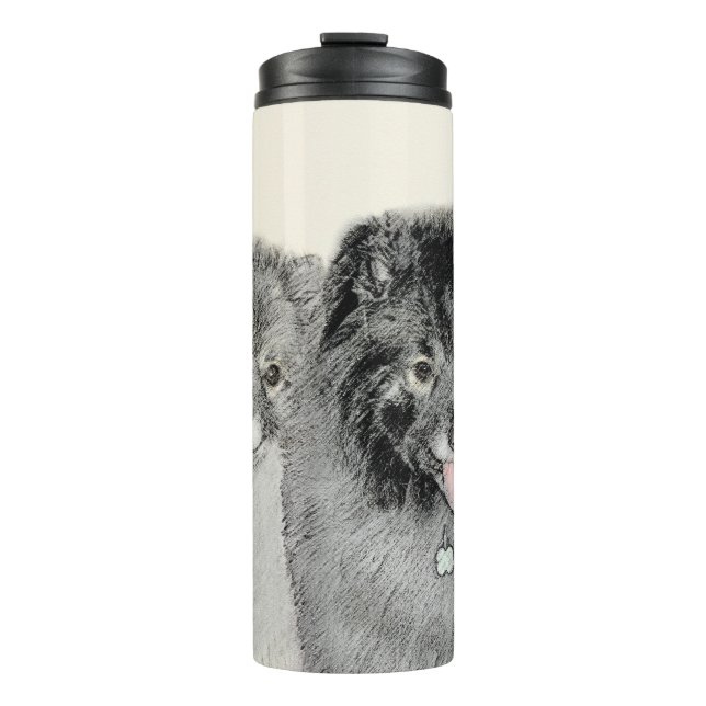Keeshond Mum and Son Painting - Original Dog Art Thermal Tumbler (Front)