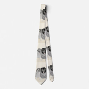 Keeshond Mum and Son Painting - Original Dog Art Tie