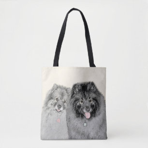 Keeshond Mum and Son Painting - Original Dog Art Tote Bag