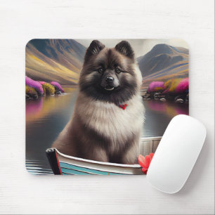 Keeshond on a Paddle: A Scenic Adventure Mouse Pad