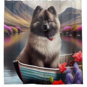 Keeshond on a Paddle: A Scenic Adventure Shower Curtain