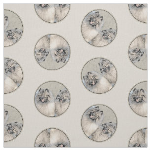 Keeshond Painting 2 Keeshonden Original Dog Art Fabric