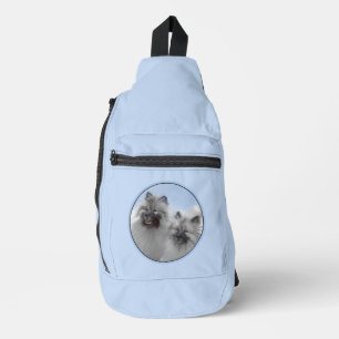 Keeshond Painting 2 Keeshonden Original Dog Art Sling Bag