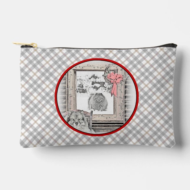 Keeshond Painting Christmas Winter Window Dog Art Accessory Pouch (Front)