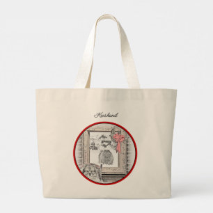 Keeshond Painting Christmas Winter Window Dog Art Large Tote Bag